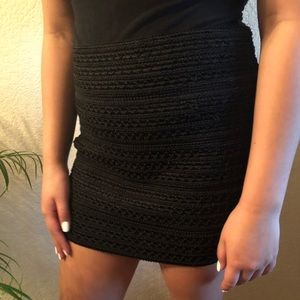 Black embroidered mini skirt